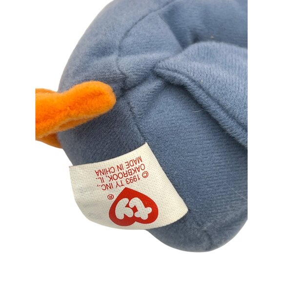 Ty Beanie Baby Scoop The Pelican 1996 Plush Toy Blue & Orange 3 Inches - Picture 4 of 5
